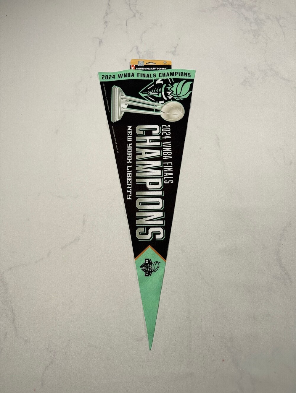 New York Liberty 2024 WNBA Finals Champions Pennant Black Mint